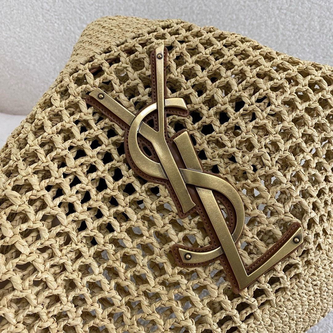 SAINT LAURENT YSL Raffia Icare Tote Bag