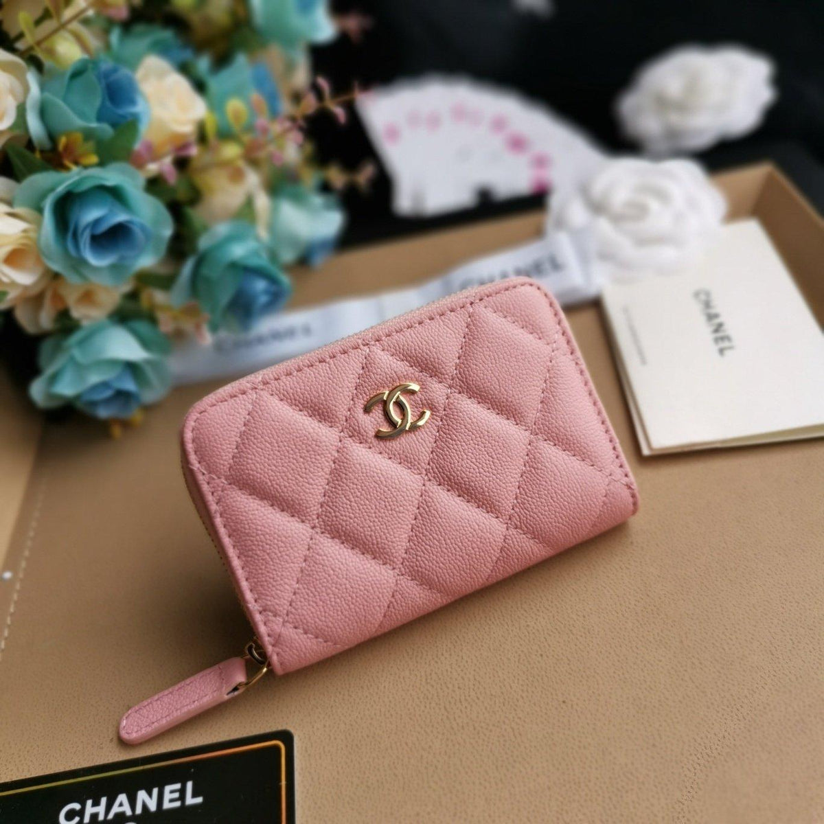 CHANEL 22C Pink Zip Coin wallet