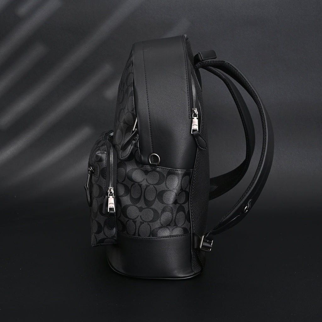 Coach West Backpack – Signature Canvas in Black/Grey