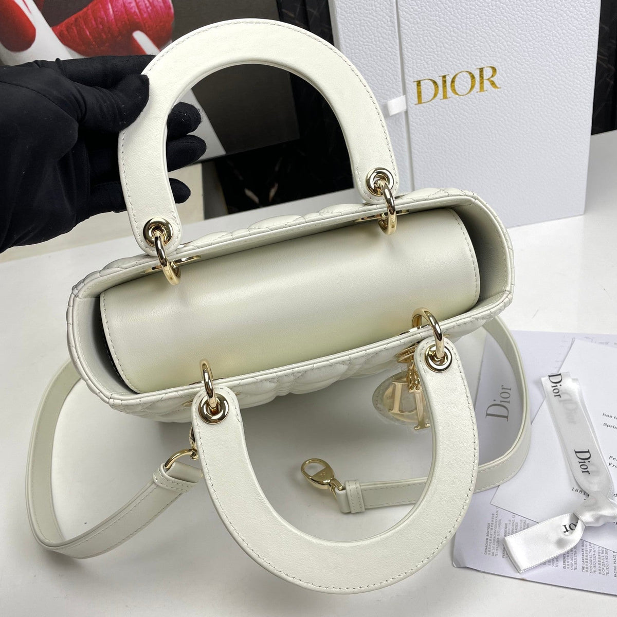 Dior Lady Medium White Bag 24cm