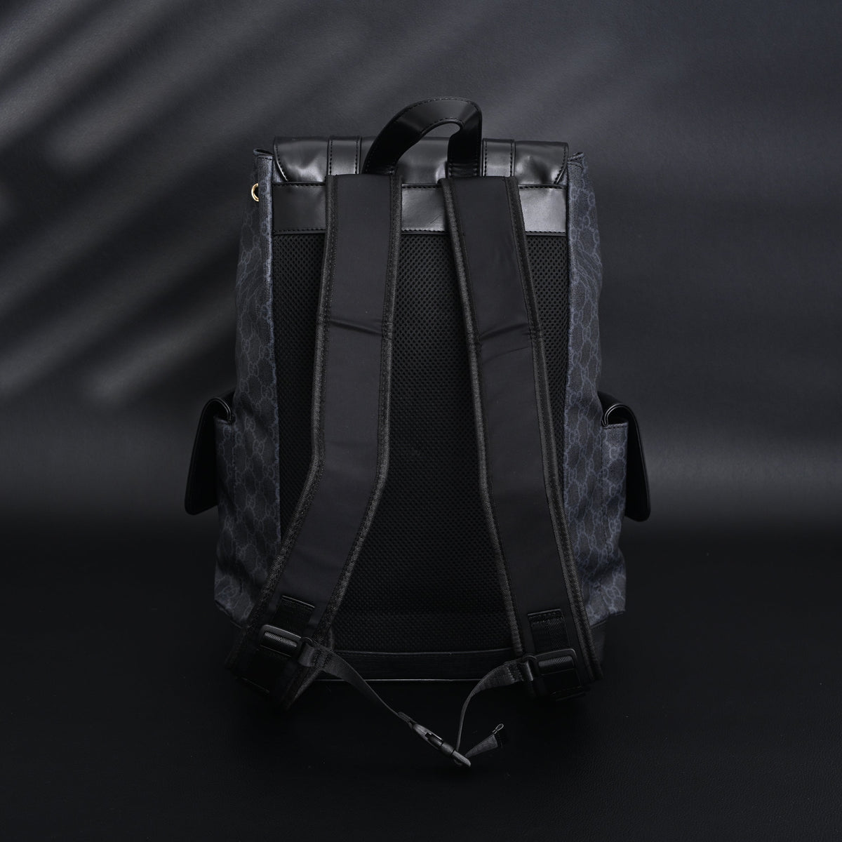 Gucci GG Supreme Monogram Backpack with Web Stripe