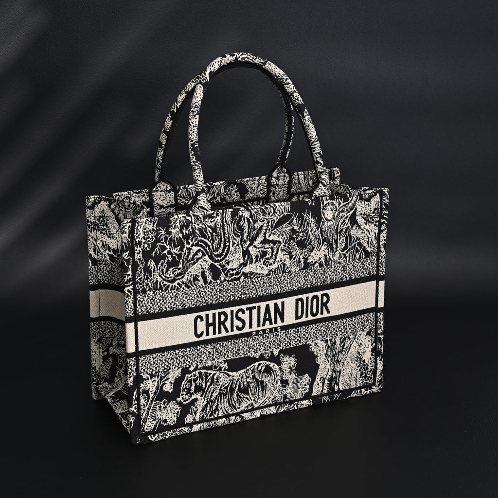 Dior Book Tote Bag – Black Toile de Jouy Embroidery