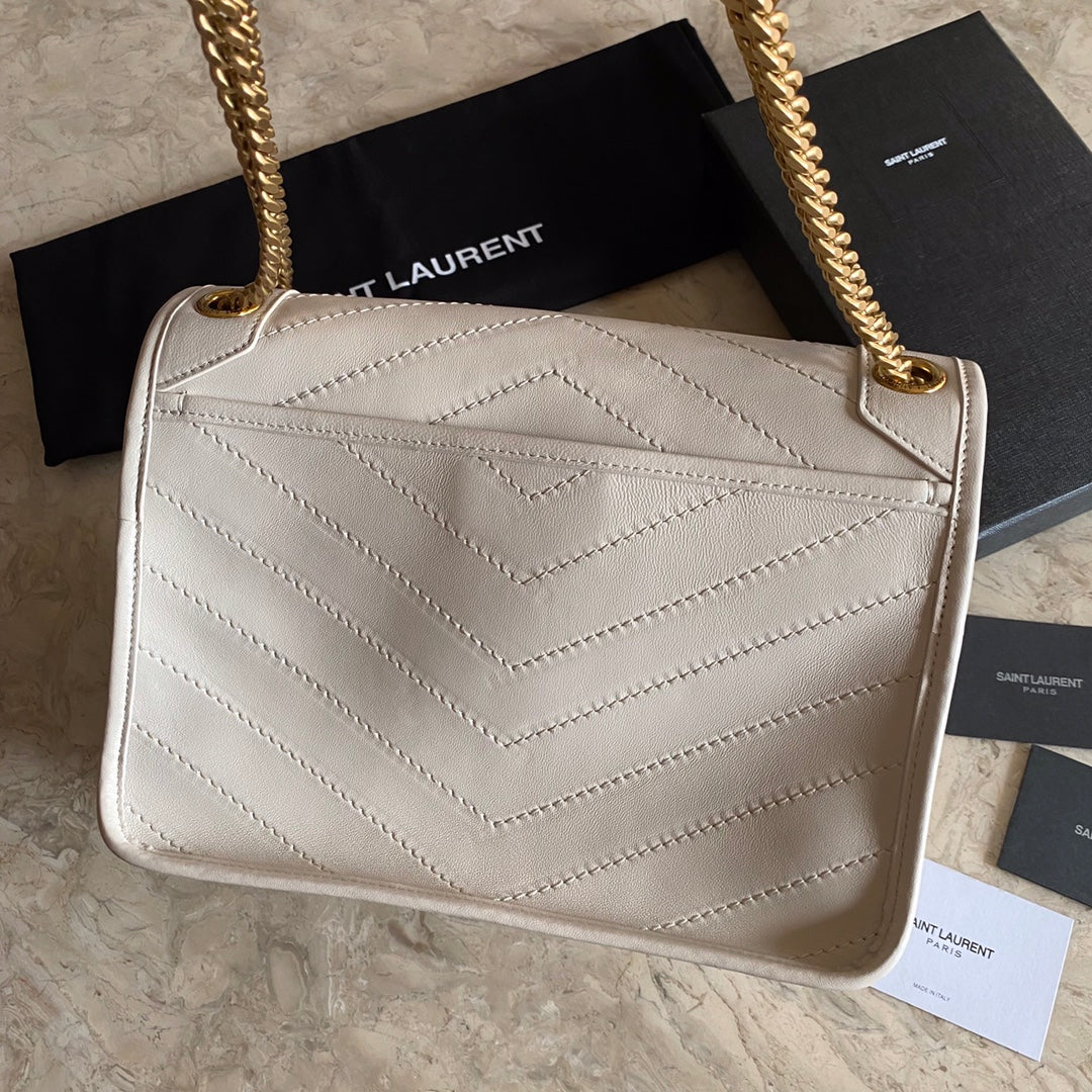 YSL Niki Medium Chain Bag In Lambskin Blanc Vintage - 28 X 20 X 8,5 CM