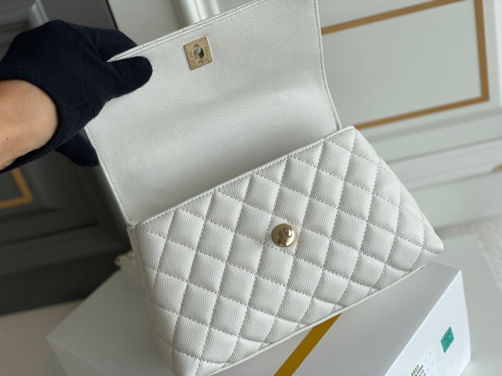 Chanel Coco Handle White Bag - 24x14x10cm